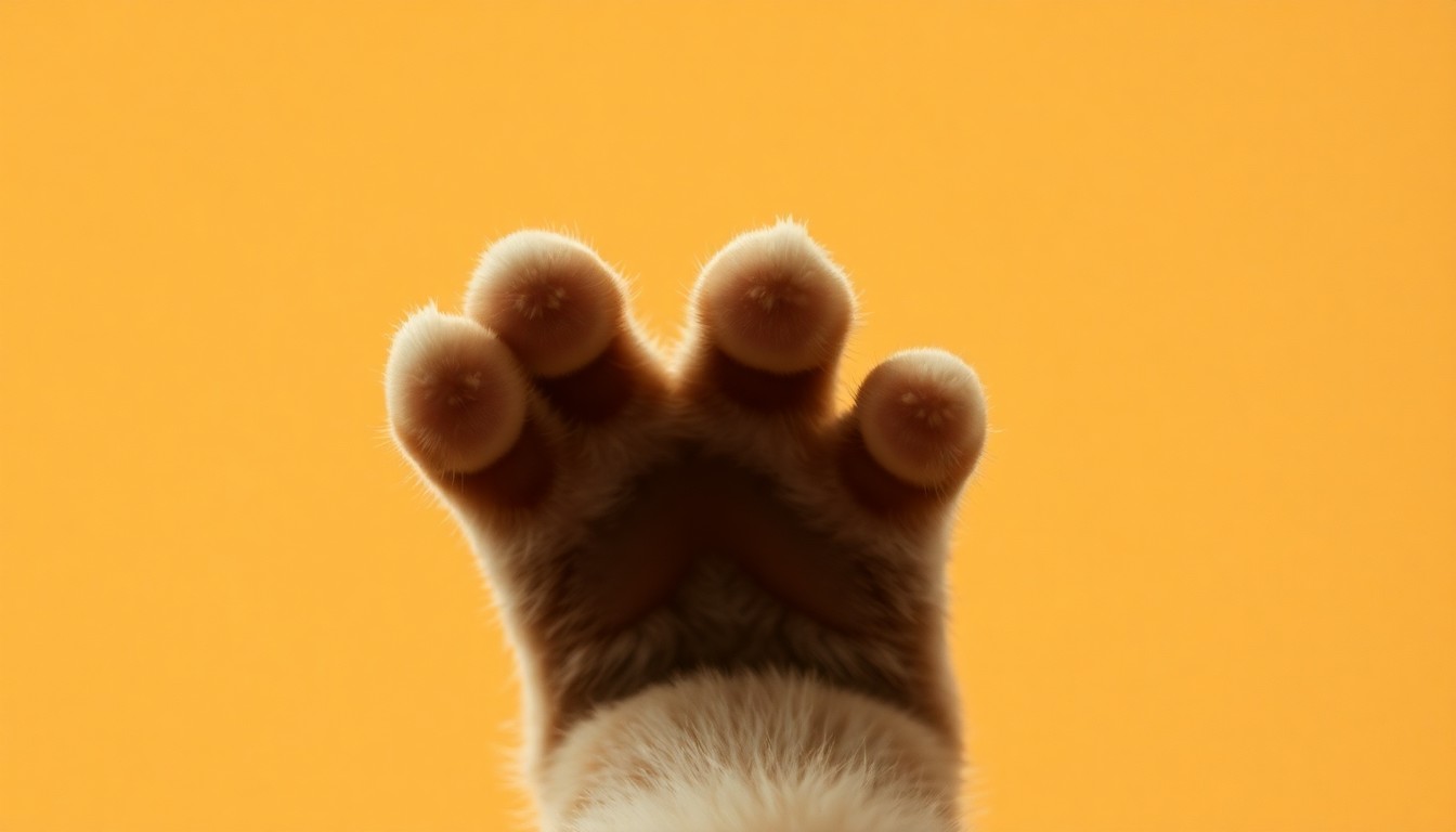 An extremely abstracted, out-of-focus photograph of a cat's paw reaching out from a soft, warm-toned background, conveying the emotional reunion between a lost pet and his family.