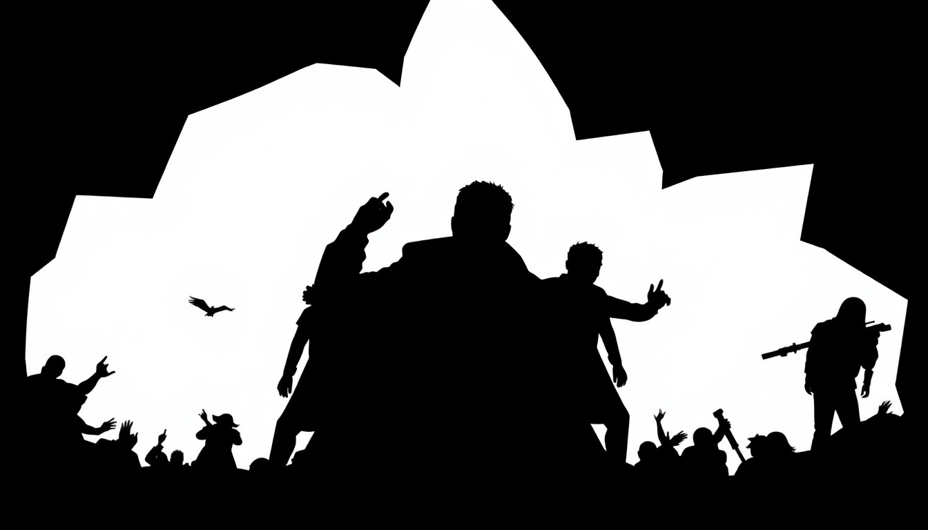 An abstract, minimalist illustration featuring sharp, angular black shapes and silhouettes in a high-contrast composition, conceptually representing the challenges Ye faces in his attempted comeback after his controversial behavior.