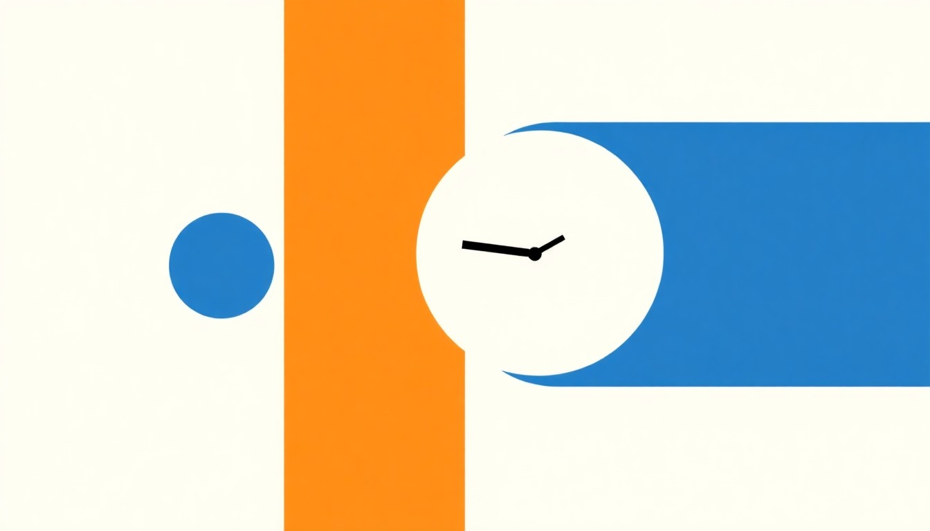 A minimalist illustration using bold geometric shapes in primary colors to represent the concept of energy cost savings and time-of-use pricing, without any text or identifiable elements.