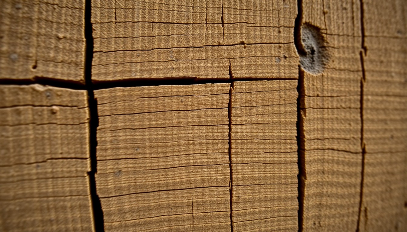 An extreme close-up photograph of a weathered, textured wooden plank in shades of warm brown, conceptually representing the rugged frontier setting of the Alamo.