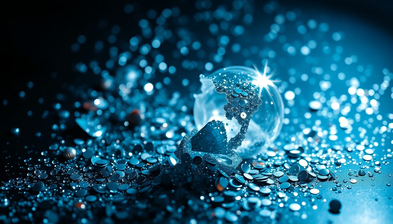 An abstract close-up photograph of shimmering sequins and shattered glass, capturing the glamour and versatility of Danielle Deadwyler's acting career.