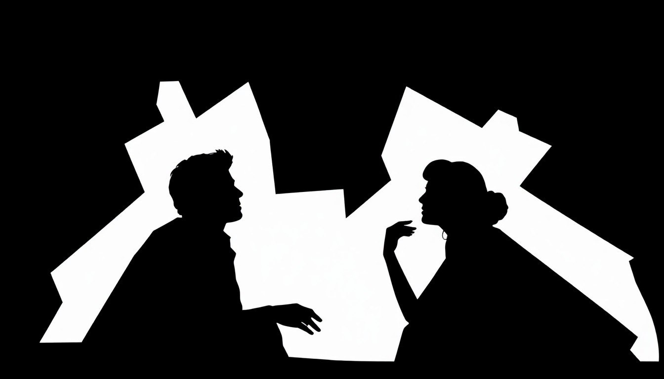 A bold, graphic composition using stark, jagged geometric cut-out shapes and heavy black silhouettes to abstractly represent the collaboration between filmmaker John Waters and actress Aubrey Plaza. The image conveys a sense of the transgressive, cult-like spirit of Waters' filmography without using any text or identifiable elements.