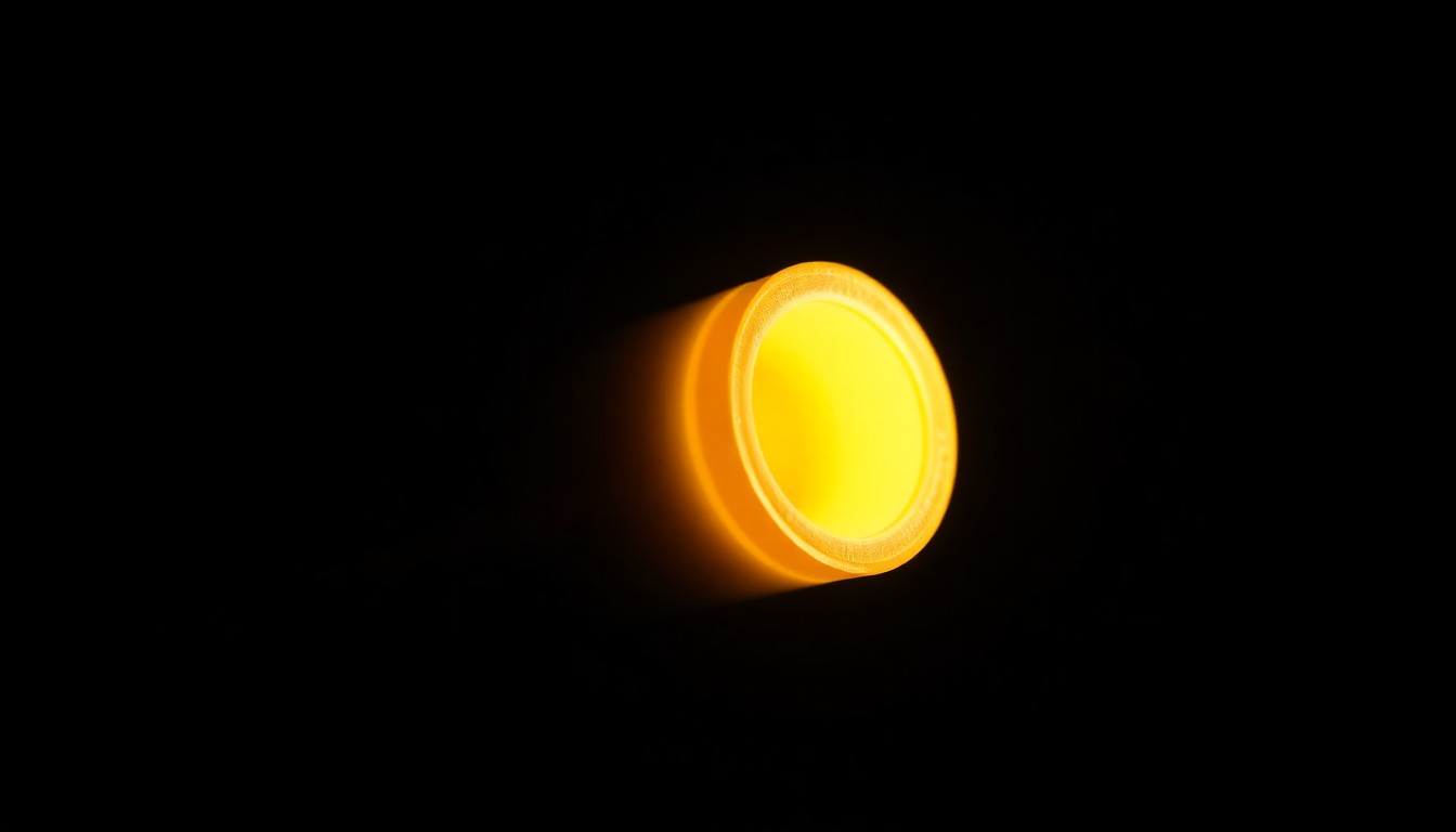 An extreme close-up of a shiny, metallic shotgun shell casing, its details and textures dramatically illuminated by a harsh, direct flash of light against a pitch-black background, conceptually representing the violence and tragedy of this crime.