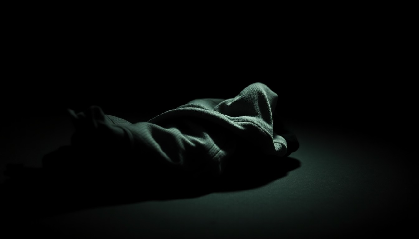 An extreme close-up photograph of a personal item belonging to the missing woman, such as a piece of clothing or accessory, captured in stark, dramatic lighting that evokes a sense of mystery and urgency surrounding the investigation.