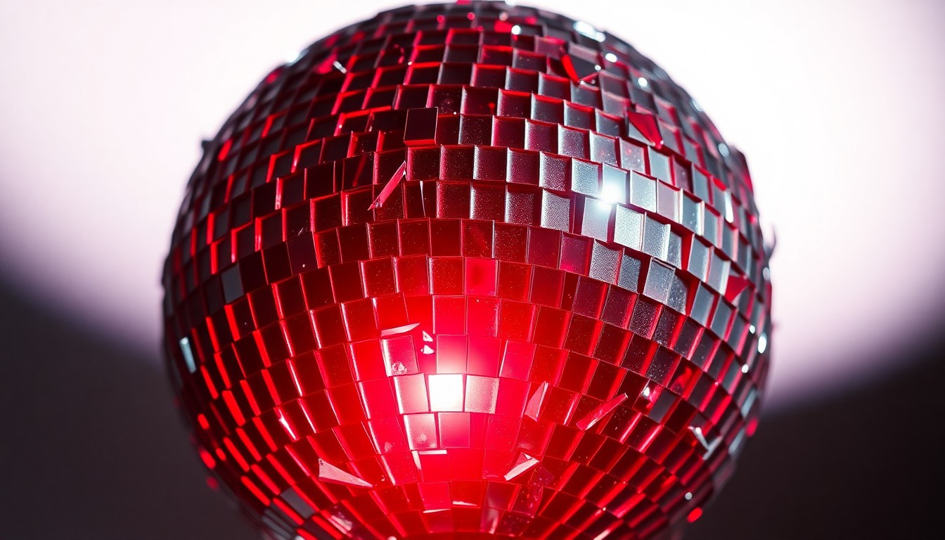 An abstract close-up photograph of a shattered disco ball reflecting a faint red light, conceptually representing the controversy surrounding Euphoria's latest season.