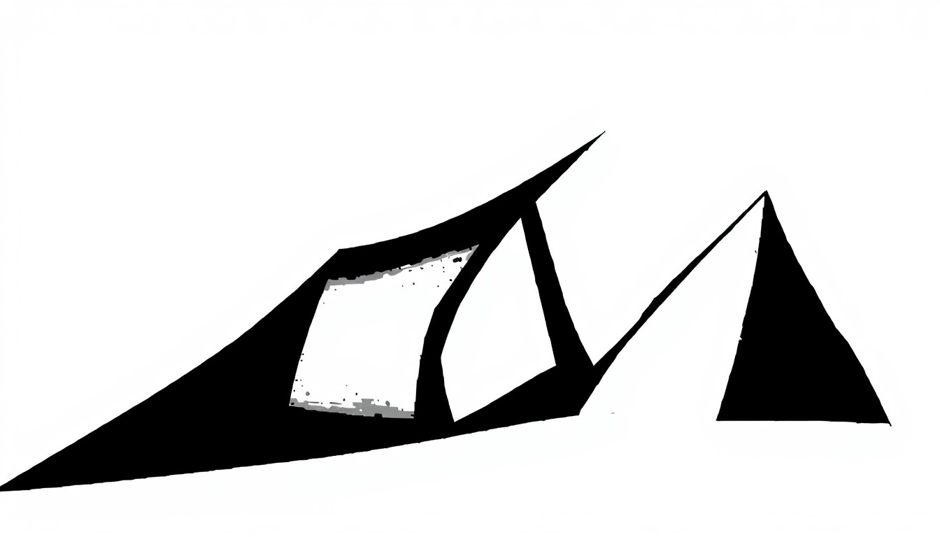 An abstract illustration using bold, angular black shapes on a white background, conceptually representing the independent spirit and community focus of a new locally-made film.