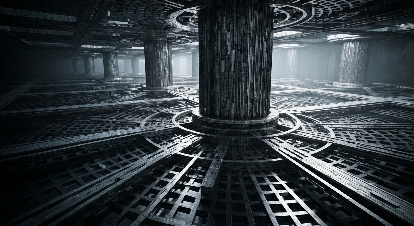 An extreme close-up of gears, levers, and other industrial machinery, representing the intricate workings of the financial system.