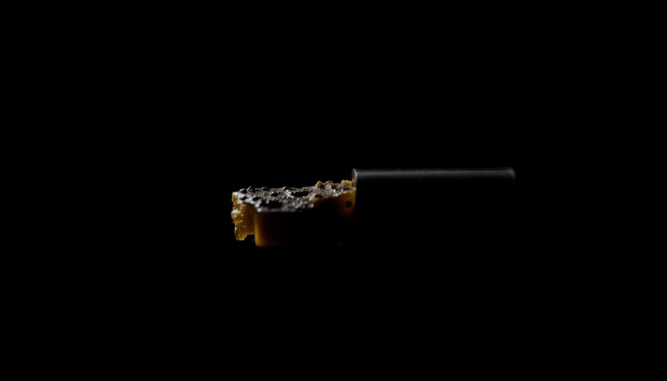 An extreme close-up photograph of a charred, melted plastic lighter against a pitch-black background, conceptually representing the aftermath of a home arson attack.