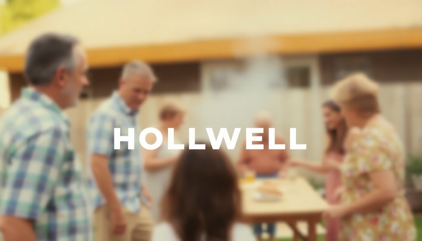 An extremely abstracted, out-of-focus photograph in soft pools of warm color and light, depicting a blurred scene of a family gathering, conceptually representing the celebration of a local community member's life.