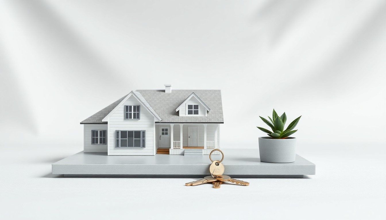 A high-end, photorealistic studio still-life photograph featuring a collection of polished objects arranged elegantly on a clean, monochromatic background, conceptually representing the premium homes and amenities of the new Waters Farm community.