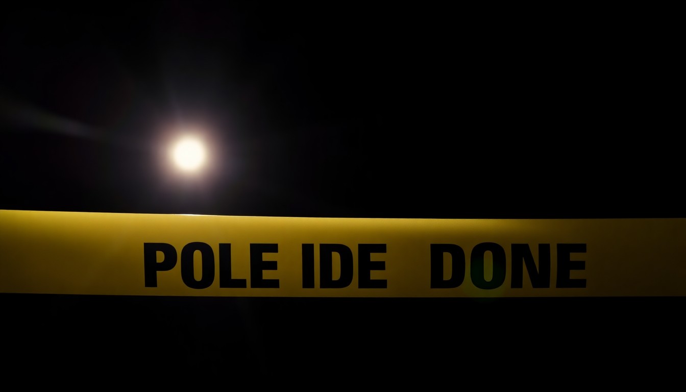 An extreme close-up photograph of a police evidence marker or crime scene tape against a pitch-black background, lit by a harsh, direct camera flash, conceptually representing the serious disruption and public safety risks posed by these bomb threat hoaxes.