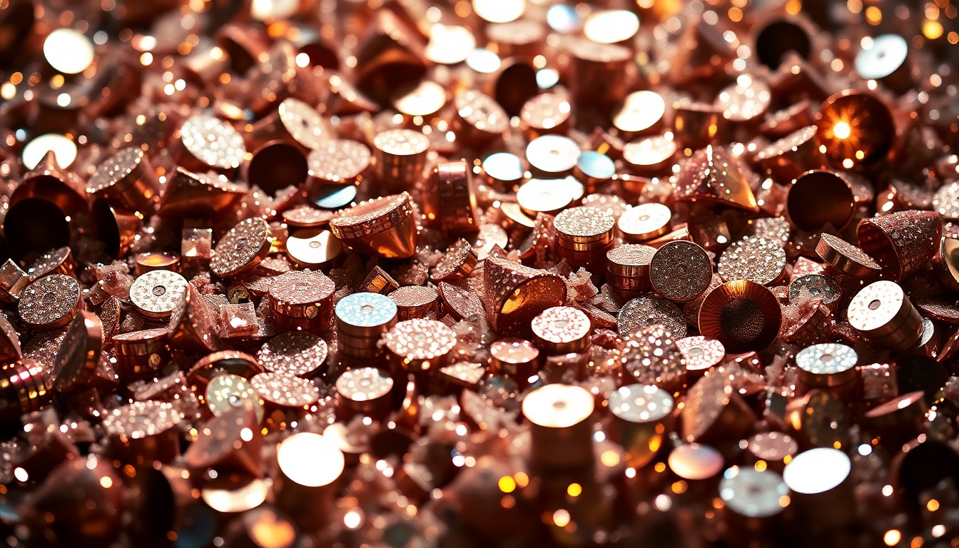 An abstract close-up photograph featuring a dramatic arrangement of shimmering sequins and glittering disco ball fragments, captured in high-contrast studio lighting to create a luxurious, high-fashion aesthetic.