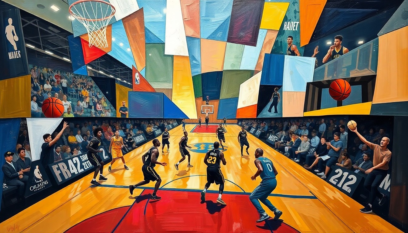 Lukisan kubis menggambarkan energi kacau dari pertandingan playoff NBA.