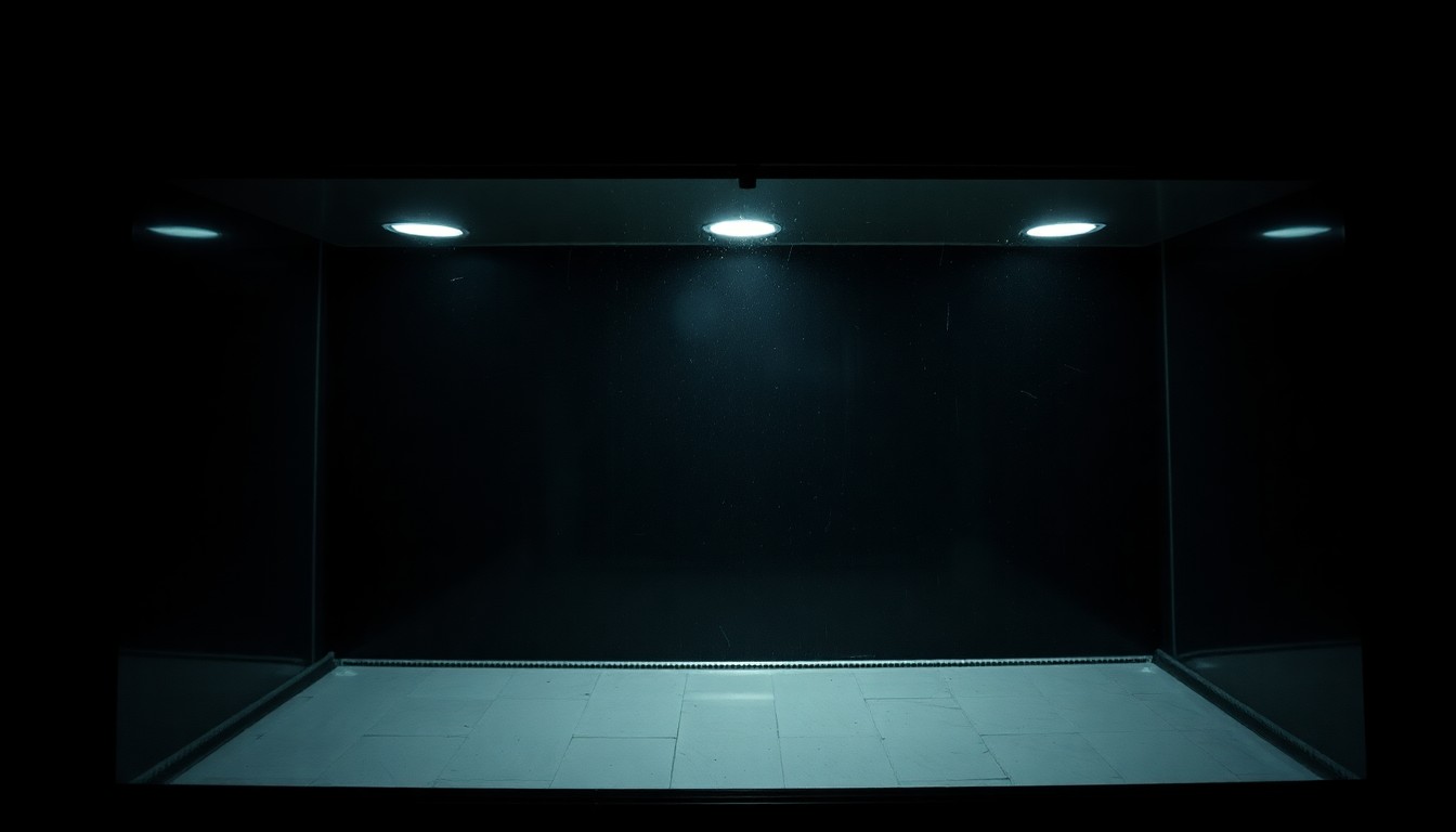 An extreme close-up photograph of a locked retail display case, the harsh flash illuminating the textured surface and creating dramatic shadows, conceptually representing the increased security measures taken by stores in response to organized shoplifting.