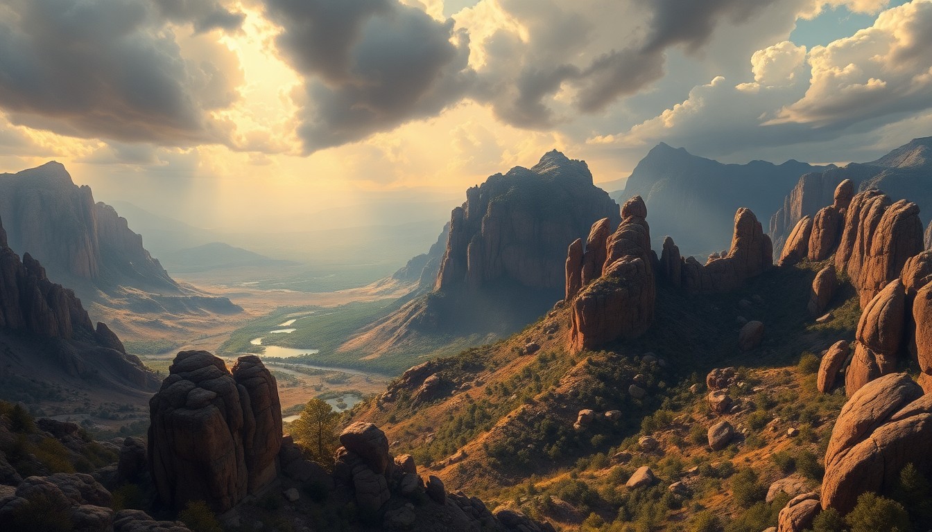 A vast, majestic landscape painting in muted earth tones, with dramatic clouds and atmospheric lighting casting a sublime, melancholic mood over the iconic boulders and reservoirs of the Granite Dells in Prescott, Arizona, conceptually representing the community's hard-fought campaign to preserve this natural wonder.