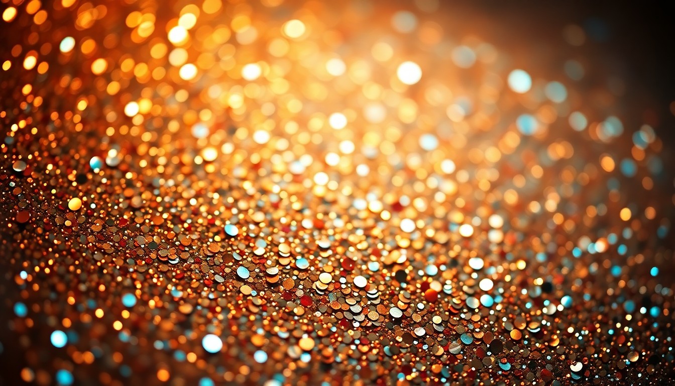 An extreme close-up of shimmering sequins captured in dramatic high-contrast lighting, conveying the alluring yet precarious nature of online fame.