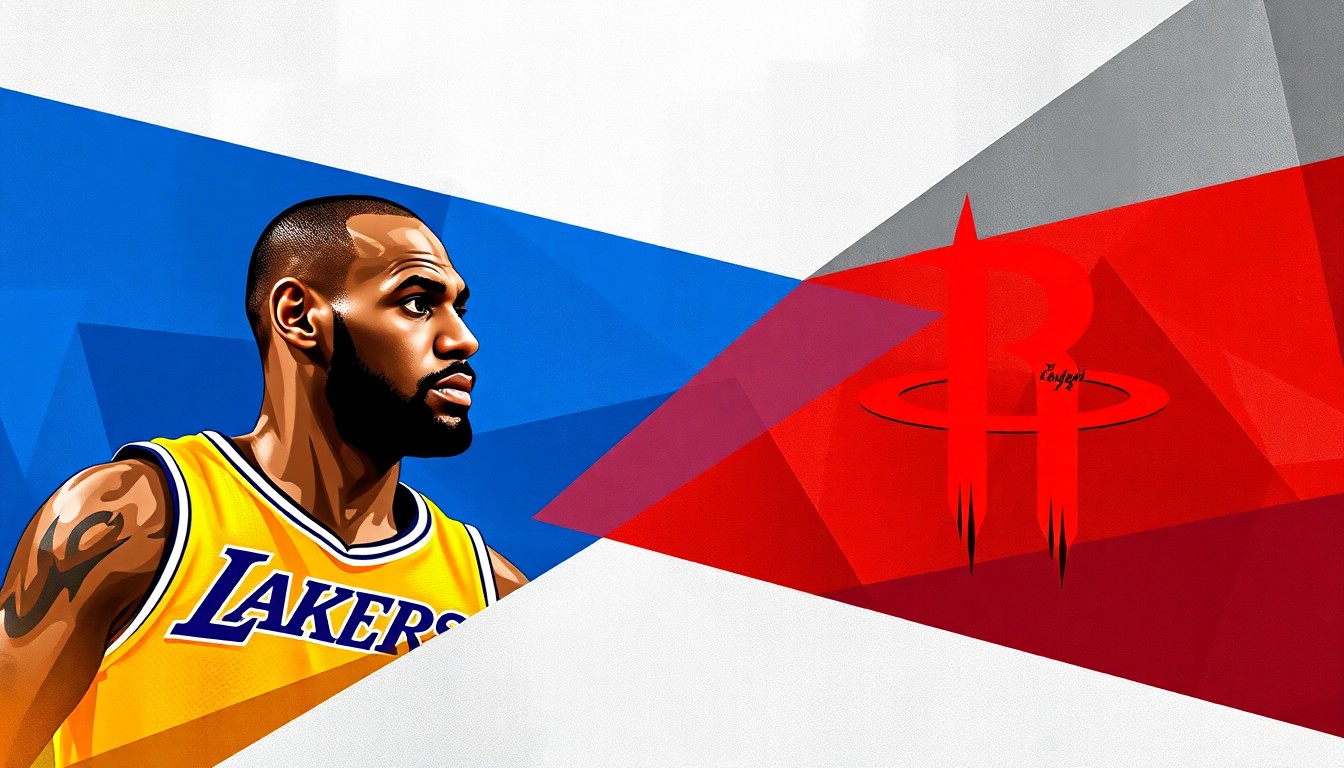 A fractured, multi-perspective painting in the style of Pablo Picasso, breaking down a basketball playoff game into sharp, overlapping geometric planes in a vibrant color palette, conceptually representing the intensity and energy of the matchup.