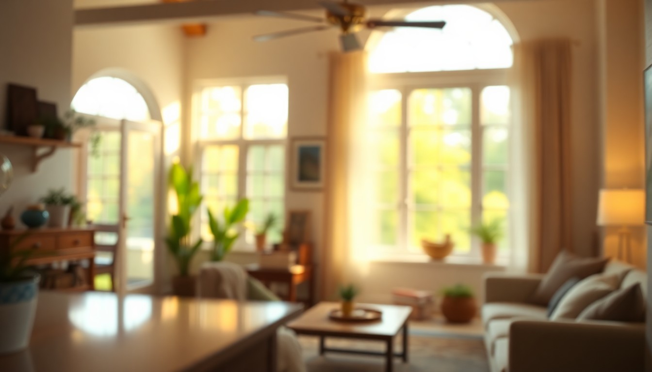 An extremely abstracted, out-of-focus photograph shot through condensation or rain-streaked glass, composed entirely of warm, soft pools of light and color that evoke the cozy, inviting atmosphere of a well-appointed interior space.