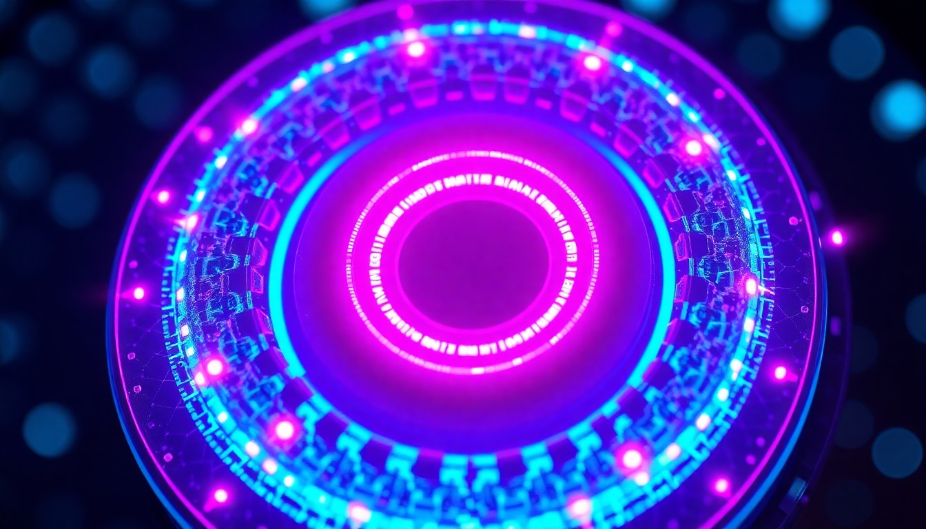 A highly detailed, glowing 3D macro illustration of a futuristic lithium-ion battery separator component, with intricate microporous or ceramic-coated structures illuminated by neon cyan and magenta lights, conceptually representing the advanced technology powering the clean energy revolution.