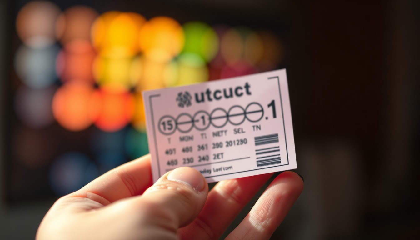 An abstract, out-of-focus photograph of a hand holding a lottery ticket, with the ticket blurred into a warm, colorful pattern of light and shadow, conveying a sense of luck and the thrill of unexpected fortune.