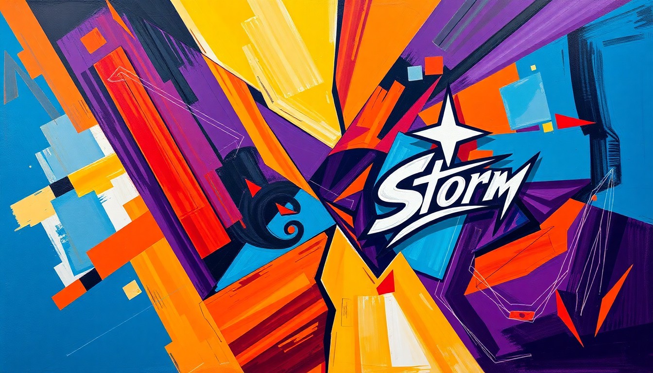 A fractured, cubist-style painting depicting the complex maneuvering of a WNBA draft day trade, with sharp planes of color and overlapping perspectives representing the strategic moves behind the scenes.