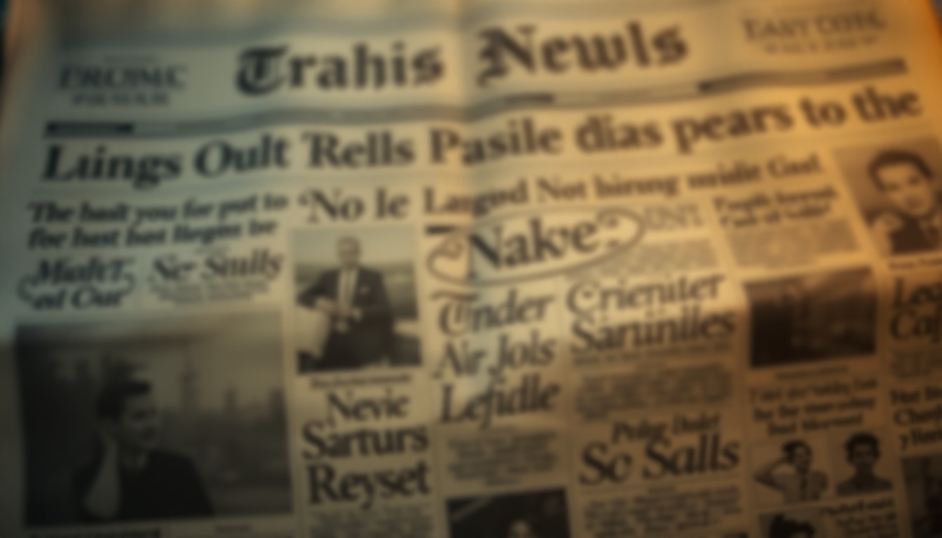 A soft, hazy photograph depicting the blurred, out-of-focus front page of a vintage newspaper, conveying a nostalgic and reflective mood about the past.