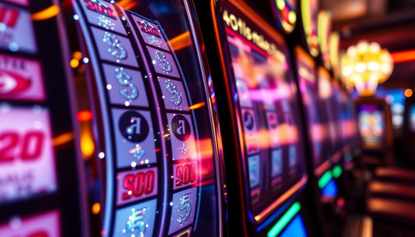 An abstract close-up photograph of the shimmering, metallic textures and bright lights of a casino slot machine, conveying the glitz and excitement of a massive progressive jackpot.