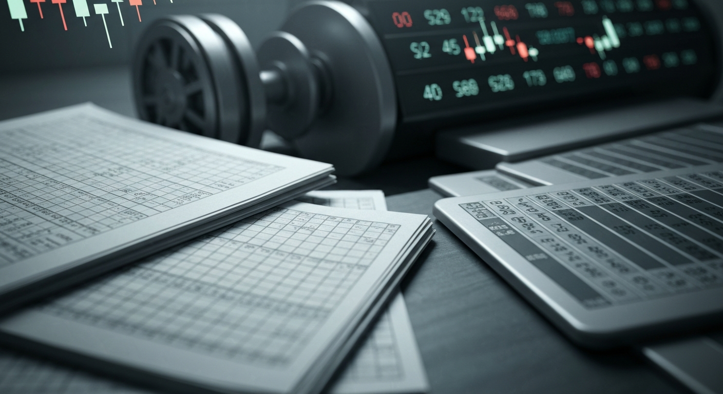An extreme close-up of various financial instruments and banking equipment, conveying the industrial, mechanical nature of institutional finance without using any text or symbols.