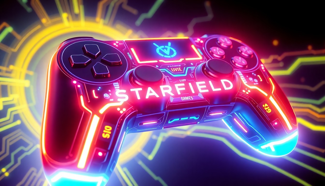 A highly detailed, glowing 3D illustration of a futuristic game controller with intricate cybernetic circuitry and pulsing neon lights, conceptually representing the technical complexity behind video game software and hardware.