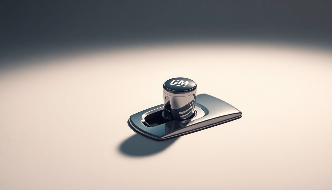 A highly polished, chrome-plated car gear shift knob resting on a clean, monochromatic background, conveying the automotive industry's resilience in the face of market volatility.