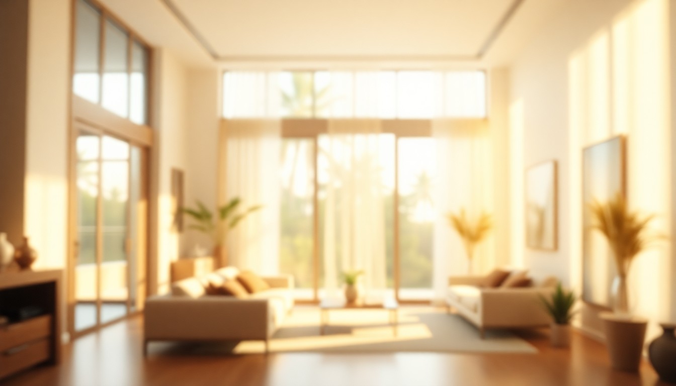 An extremely abstracted, out-of-focus photograph shot through condensation or rain-streaked glass, composed of soft pools of warm light and color, conceptually representing the refined, modern interior of the Sandy Springs home.