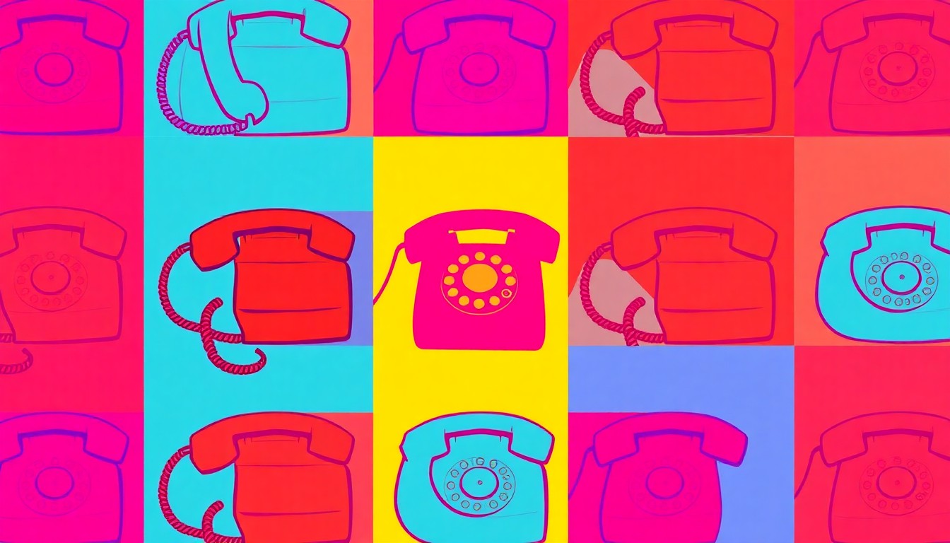 A brightly colored, high-contrast silkscreen print of a single, iconic domestic violence support object repeated in a tight grid pattern, utilizing flat, vibrant, and unnatural neon color palettes overlapping with heavy black photographic outlines to turn everyday support tools into modern pop art.