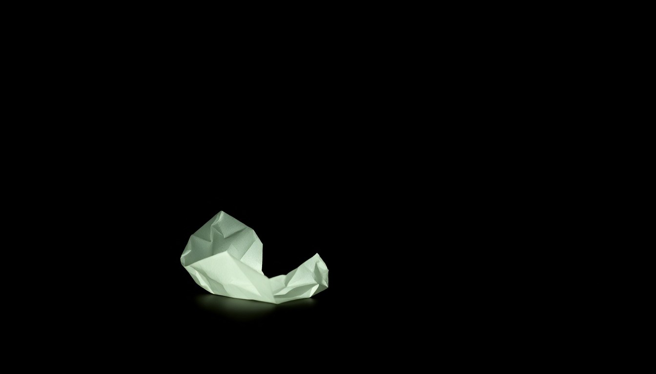 An extreme close-up photograph of a discarded tissue or plastic bag from the 1981 crime scene, lit by a harsh, direct camera flash against a pitch-black background, creating a stark, gritty, investigative aesthetic.