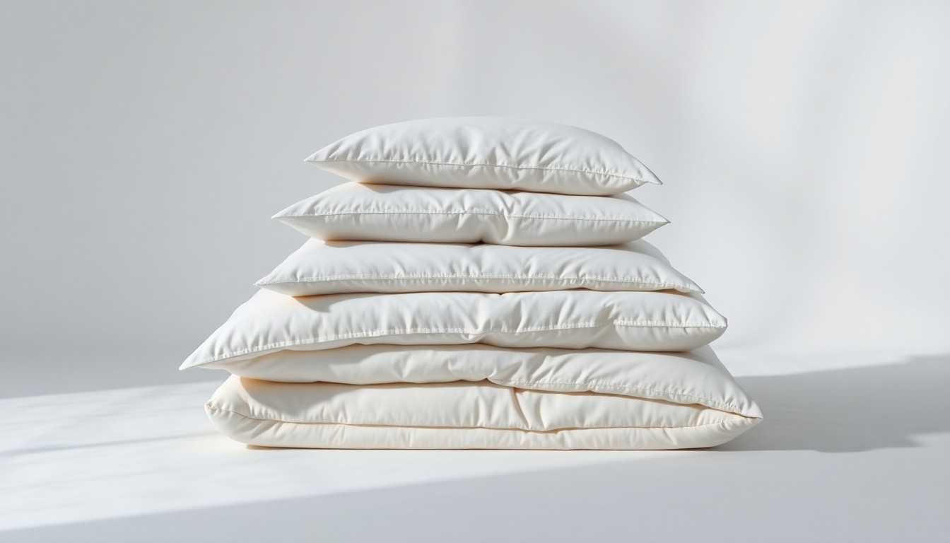 A photorealistic studio still life featuring a stack of plush bedding products arranged elegantly on a clean, monochromatic background, conveying the abstract corporate strategy and market forces at play in the proposed acquisition.