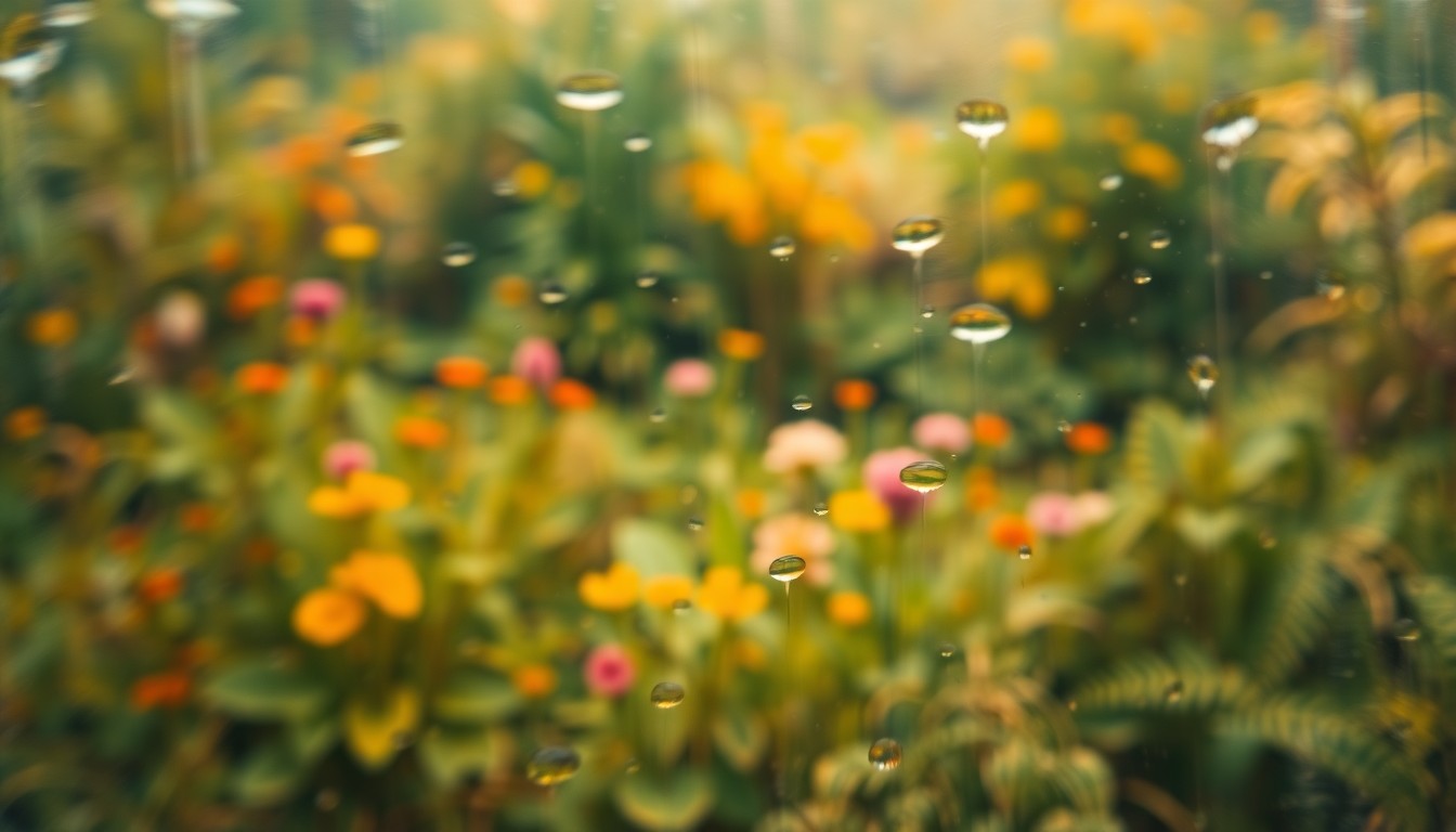 An abstract, impressionistic image of a lush, overgrown garden, with blurred, dreamlike shapes and textures in warm, earthy tones, conveying a sense of interconnectedness and harmony.