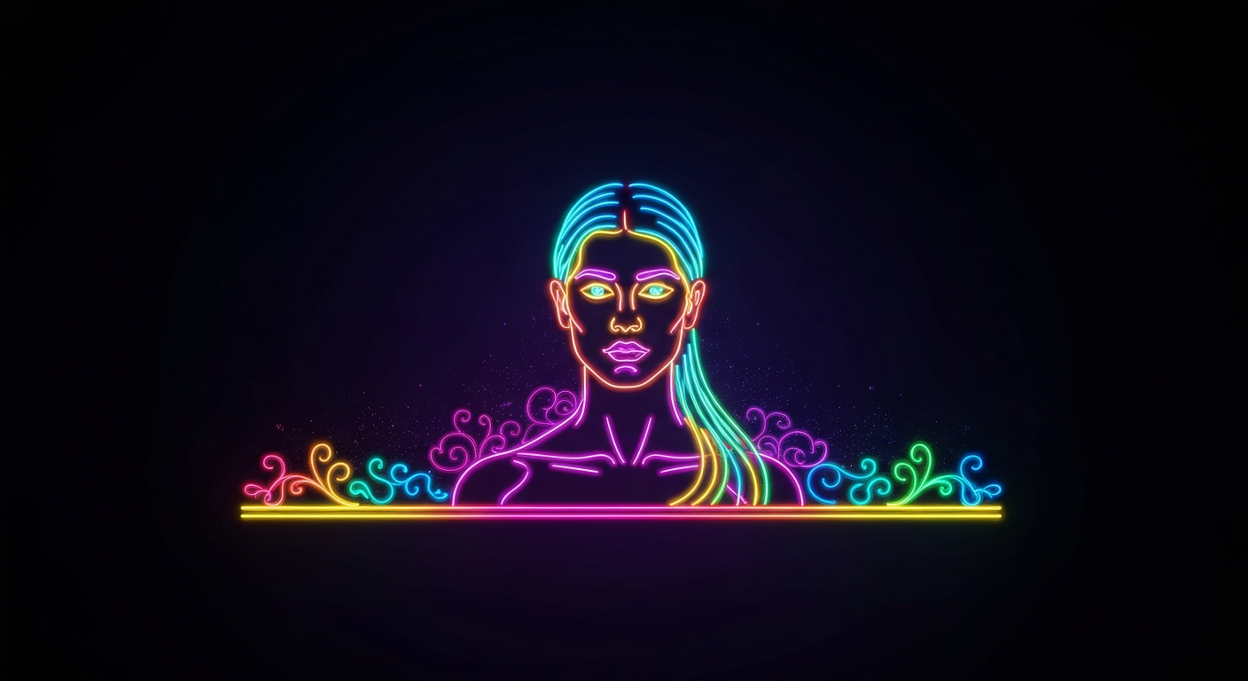 A minimalist design in the style of Keith Haring, with a glowing neon outline of a person's silhouette in vibrant shades of pink, purple, and blue, conceptually representing the LGBTQ+ community and the importance of legal services.