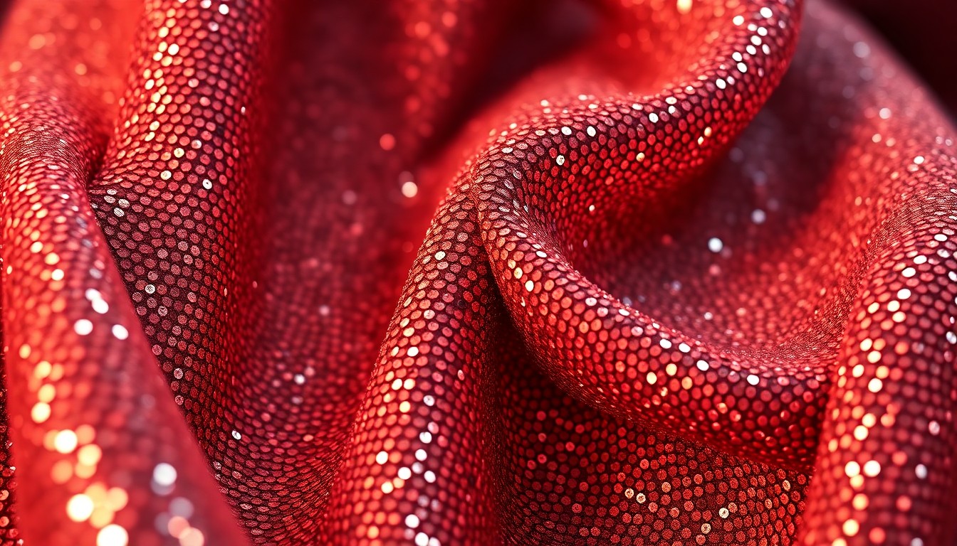 An extreme close-up of glittering, high-contrast sequins and velvet textures, conceptually representing the glamour and innovation of Rihanna's career.