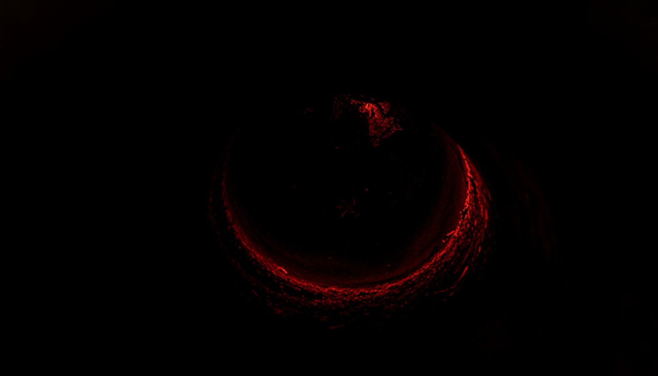 An extreme close-up photograph of the damaged, blackened interior of a pizza oven chimney, conveying the gritty aftermath of a fire incident at a local restaurant.