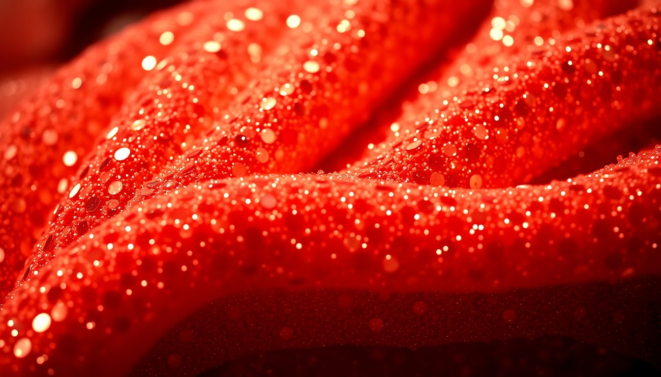 An extreme close-up photograph of luxurious, high-contrast textures such as shimmering sequins or lush velvet, shot in dramatic studio lighting to capture the glamour and opulence of celebrity culture.