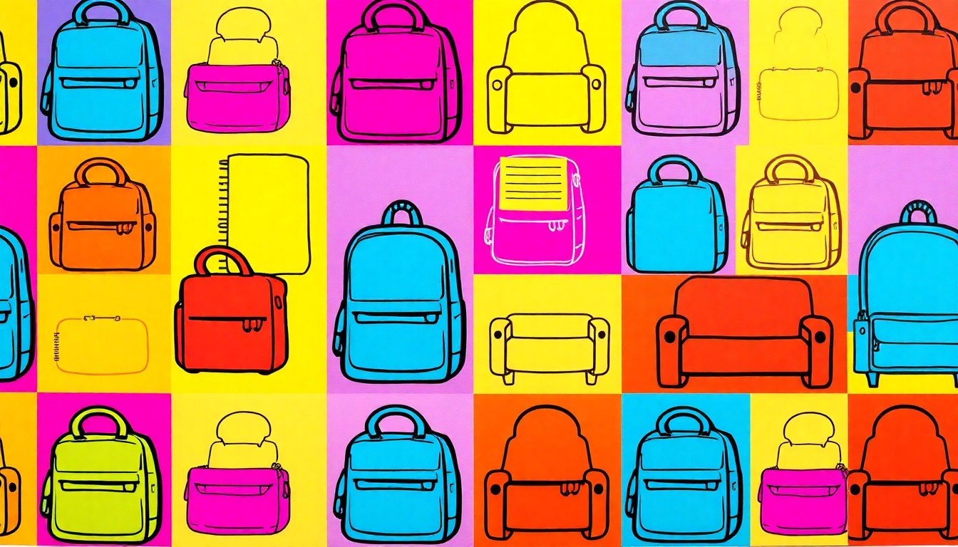 A high-contrast silkscreen print of a youth counseling couch repeated in a grid pattern, using bold neon colors and heavy black outlines to create a modern pop art representation of the new Lock facility's mental health services.