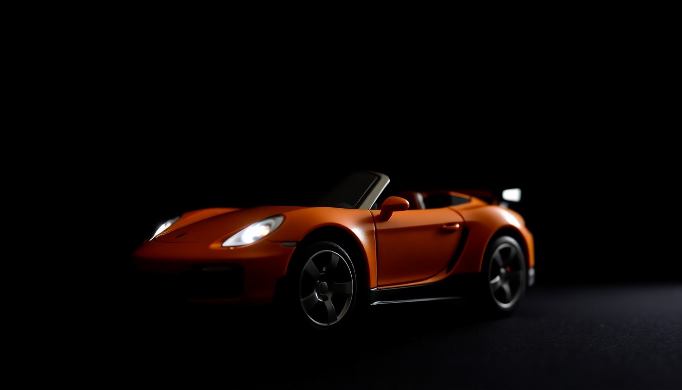 An extreme close-up photograph of a small, crushed toy car against a pitch-black background, capturing the gritty, investigative aesthetic of the Weegee style to conceptually illustrate the tragedy of a fatal hit-and-run accident.