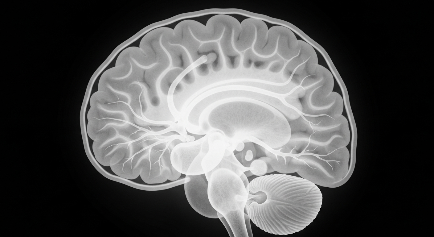 A ghostly, translucent X-ray image of a stethoscope, conceptually representing the specialized medical care provided by hospital-based Hospitalist providers.