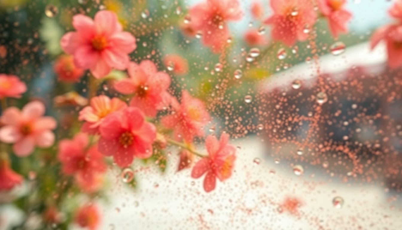 An abstract, out-of-focus photograph featuring blurred, colorful floral arrangements and lifestyle scenes, conveying the celebratory and atmospheric mood of the Macy's Flower Show.