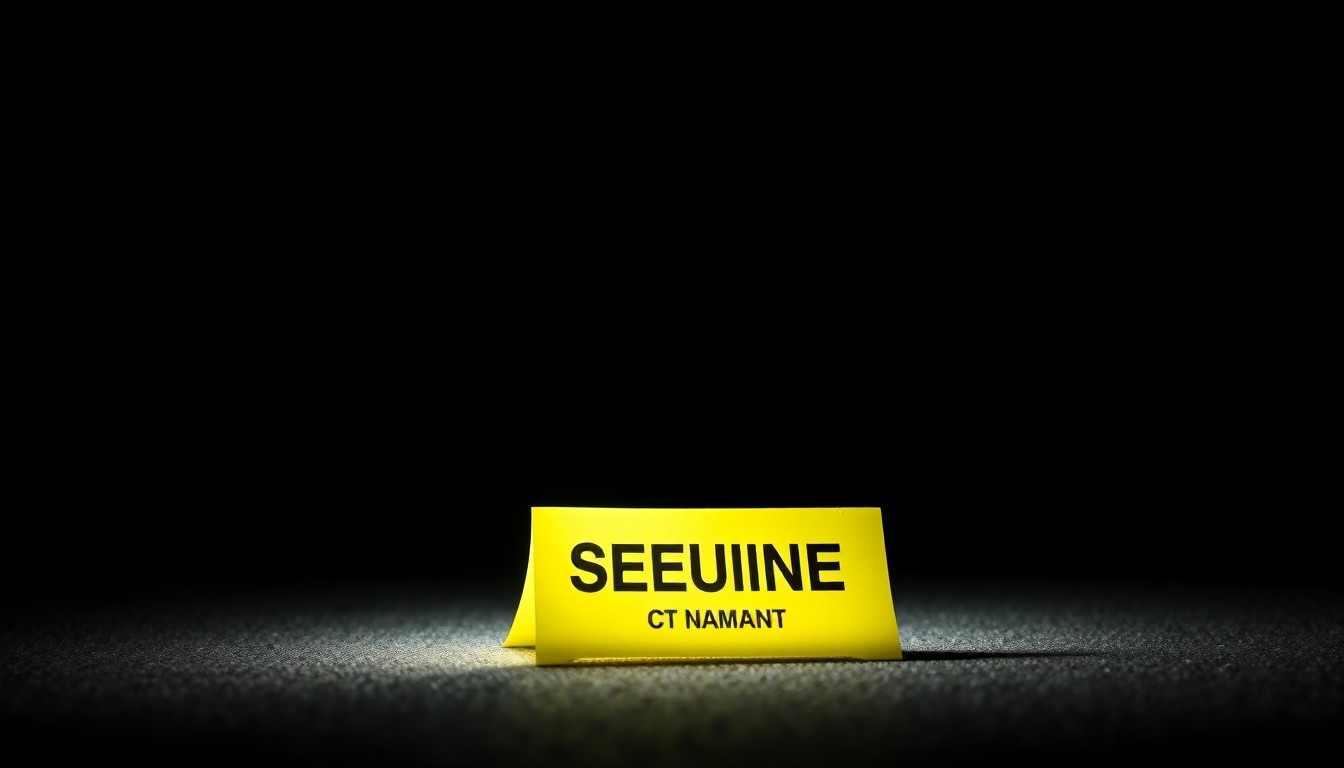 An extreme close-up photograph of a police evidence marker on the ground, lit by a harsh, direct camera flash against a pitch-black background, conceptually illustrating the tense investigation into a reported hospital bomb threat.