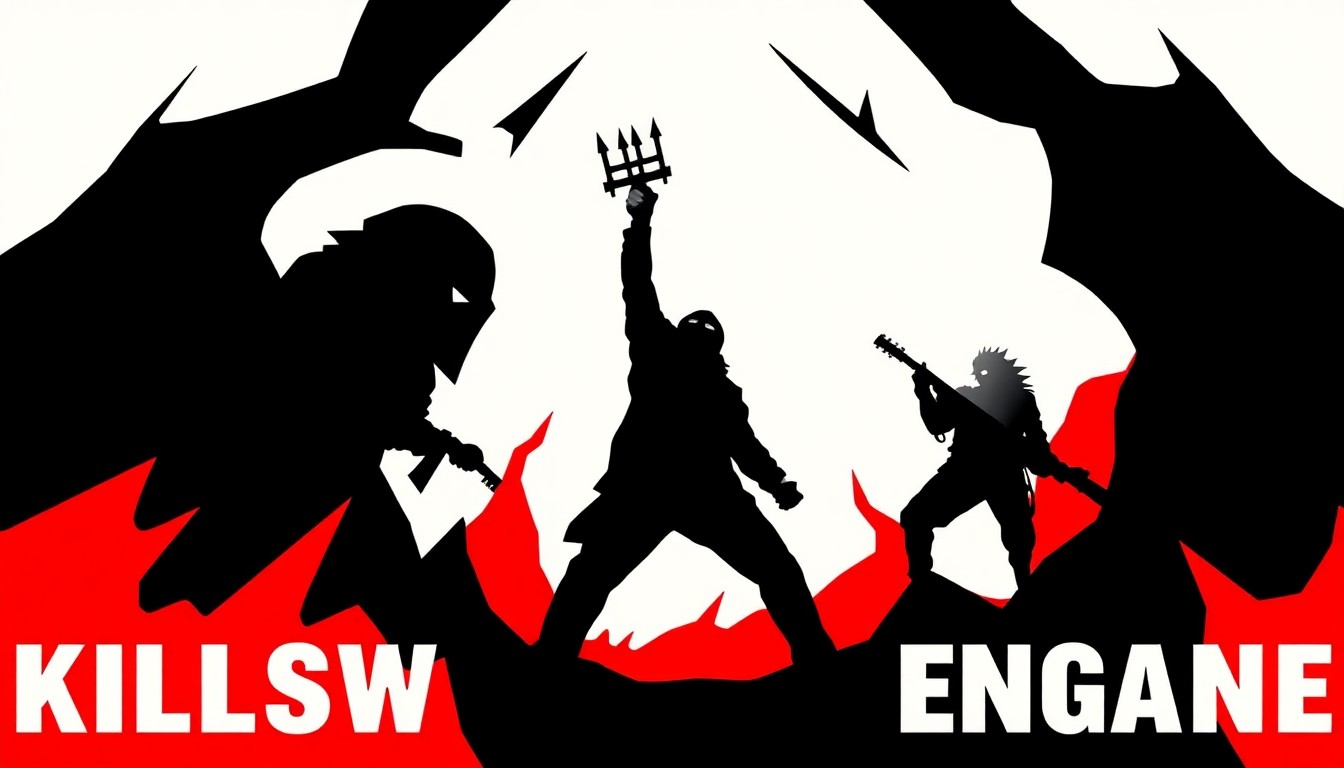 A striking, minimalist illustration featuring bold, jagged shapes in black, red, and white, conceptually representing the heavy, aggressive sound of Killswitch Engage and the metal genre.