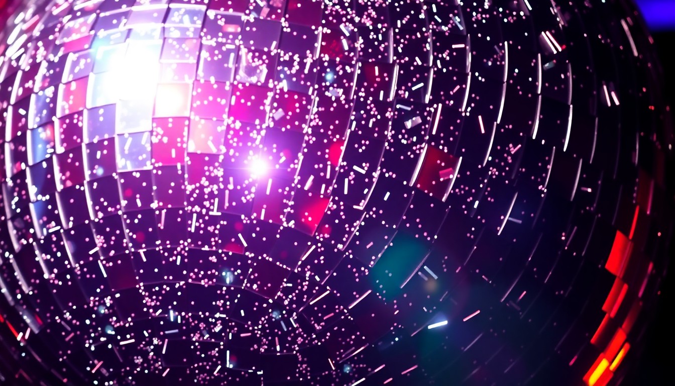 An extreme close-up image of shattered disco ball fragments reflecting dramatic, high-contrast studio lighting, conceptually representing the glamorous, high-energy vibe of Atlanta's strip club culture.