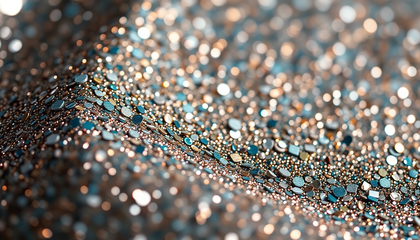 An extreme close-up photograph of shimmering, high-contrast sequins and glittering textures, conceptually representing the glamour and luxury associated with celebrity culture.