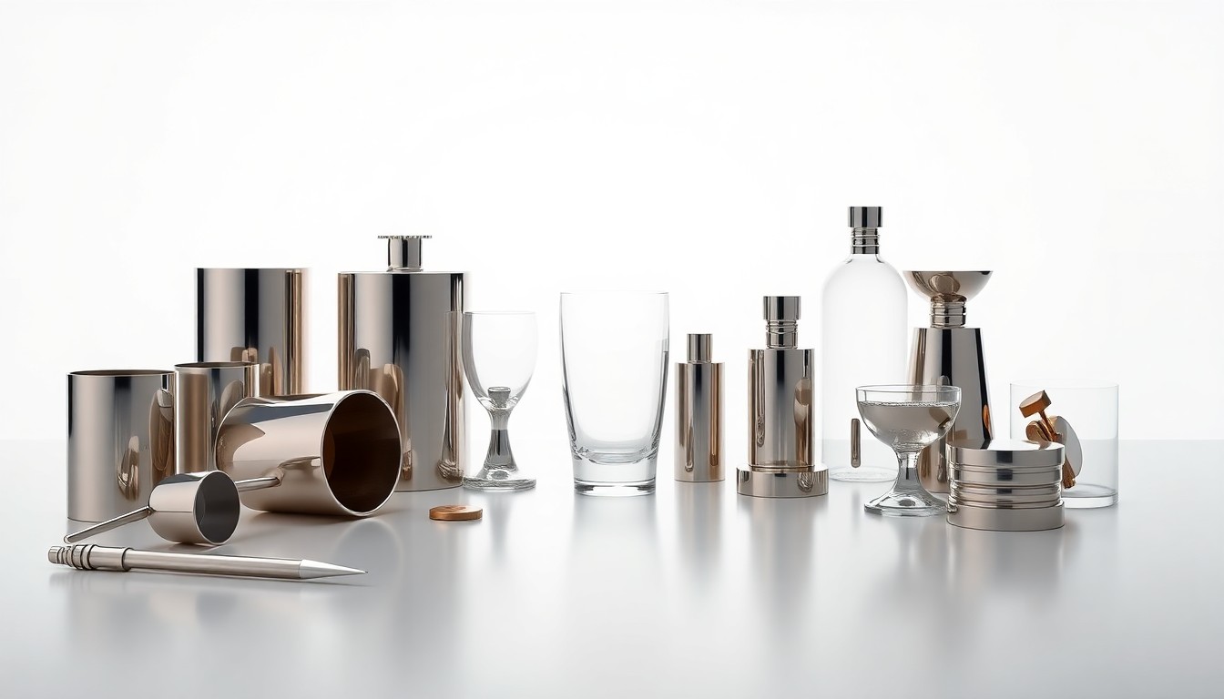 A minimalist, photorealistic studio still life featuring a collection of sleek, polished metal and glass objects arranged in a clean, elegant composition, symbolizing the complex forces at play in a proposed airline merger.