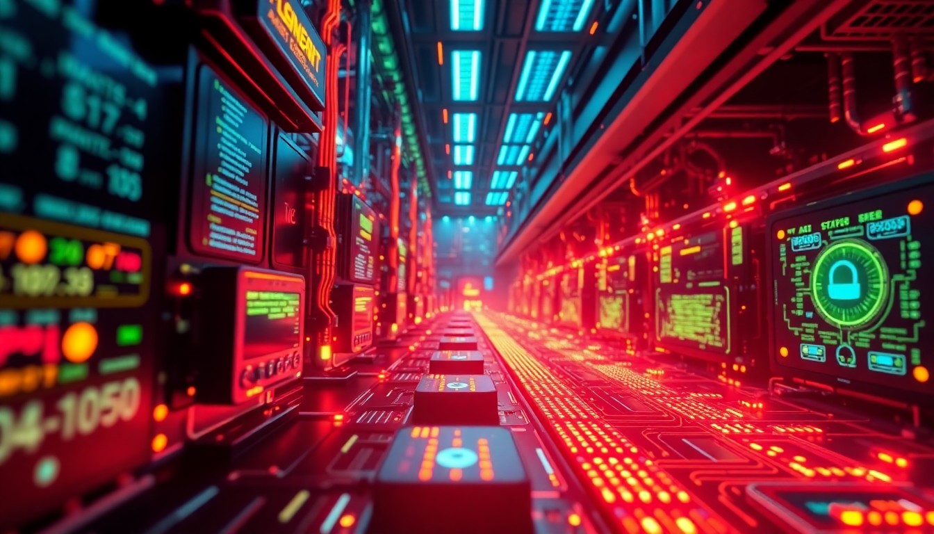 A highly detailed, glowing 3D macro illustration of a futuristic, neon-lit contact center interface, with pulsing data streams and interconnected hardware components, conceptually representing the advanced, intelligent technology powering a seamless customer experience.