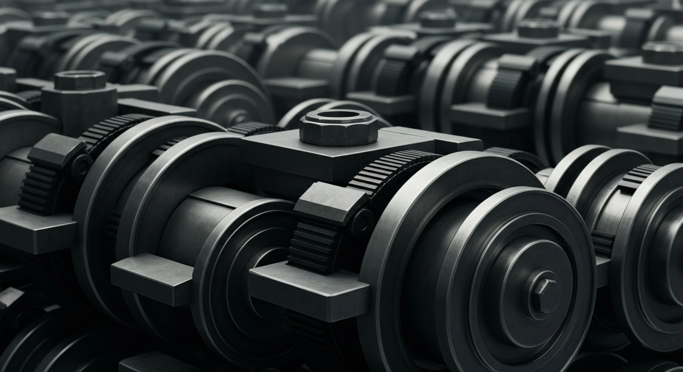 An extreme close-up of a complex array of gears, levers, and electronic components, representing the intricate machinery of global finance and investment banking.